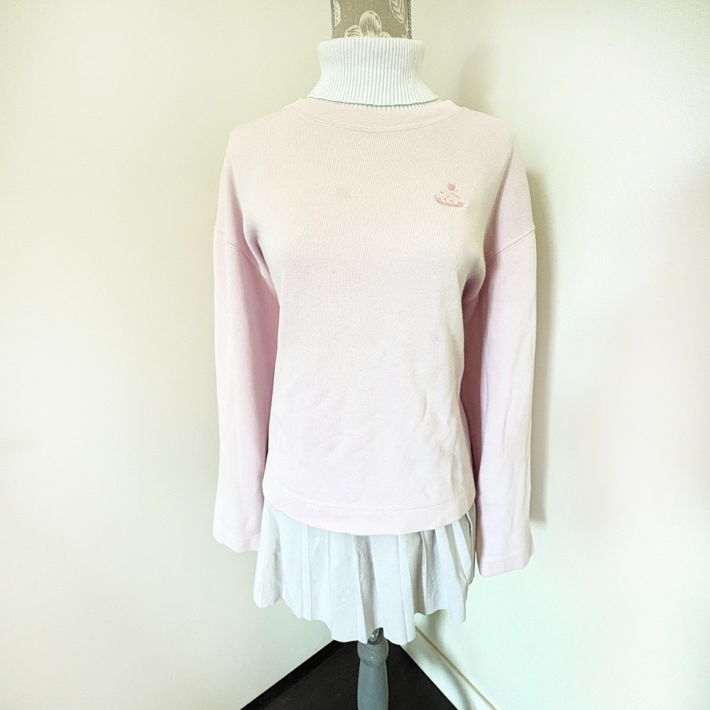Façonnable Pale Pink Turtleneck Sweater 100% Cotton, Size L, Made in Hong Kong